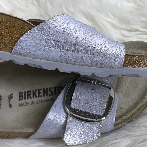 birkenstock Madrid Big Buckle Washed Metallic Blue Silver size 38 - Picture 9 of 15